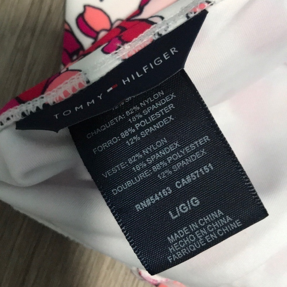 Tommy Hilfiger High Waisted Floral Pink Red White Swim Bikini Bottom Magenta - Picture 7 of 9